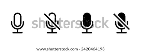 Microphone icon vector set. Open mic and muted mic icon. mic symbol. audio illustration sign collection. Vector editable