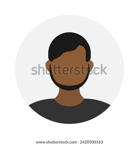 Empty face icon avatar with black beard and hair. Vector illustration.