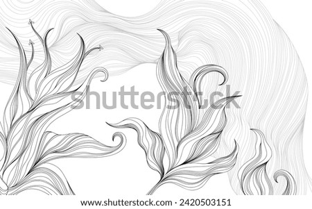Abstract floral background with hand drawn doodle flowers. Hand drawn illustration.