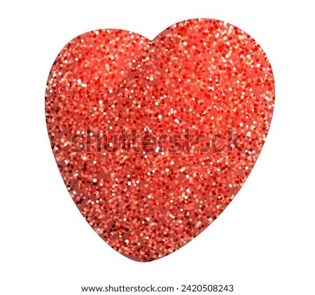 Single 3d red jelly candy heart with glitters. Happy Valentine's day clip art for banner or letter template. Vector illustration