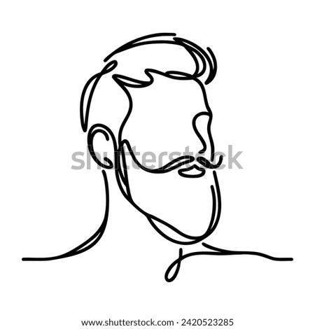 Continuous one line drawing of man portrait. Hairstyle. Fashionable men's style