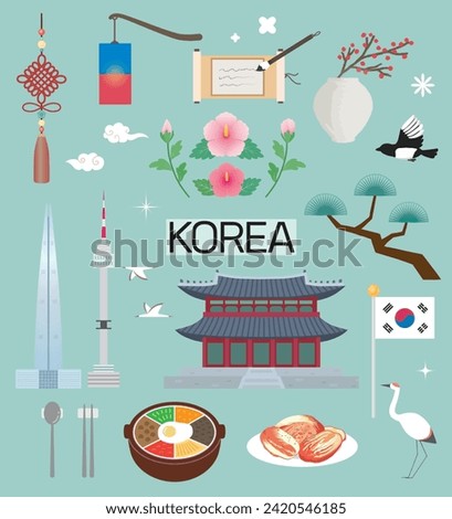 South Korean culture clip art illustration