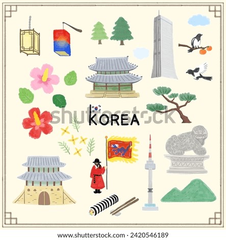 South Korean culture clip art illustration