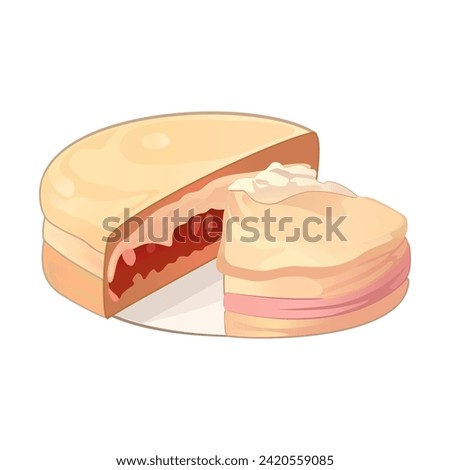 Cake of colorful set. This scrumptious cake illustration showcase a charming cartoon design on a white canvas. Vector illustration.