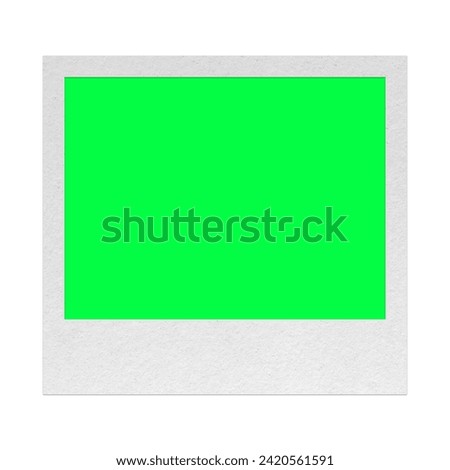 green screen blank photo frame isolated on white background
