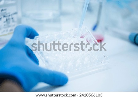 cell culture in the well plate, bioengineering laboratory Royalty-Free Stock Photo #2420566103