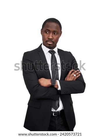 Successful confident african american businessman with folded arms isolated on white background 