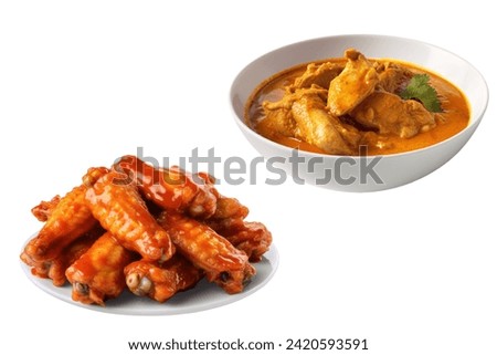 Redtail Catfish Fish in Dried Red Curry Sauce that called Choo Chee or a king of curry cooked with fish served with a spicy sauce Royalty-Free Stock Photo #2420593591