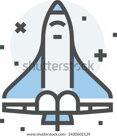 Rocket icon symbol future technology vector image. Illustration of spaceship flight rocket design image