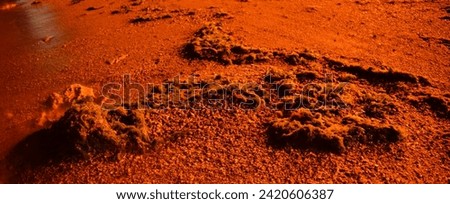 Experience "The Mars Sand" – a 4K visual odyssey through the barren beauty of Martian landscapes, where each grain tells a story of the Red Planet's mysteries. Royalty-Free Stock Photo #2420606387