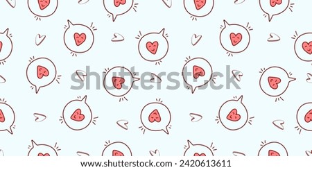 Seamless pattern for Valentine's Day with love elements on a white background. Vector heart doodle theme set, romance for cards, banners, flyers, invitation, blog, wrapping paper, prints.