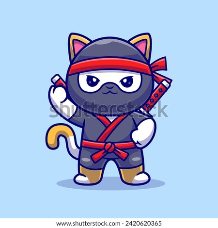 Cute Cat Ninja With Sword Cartoon Vector Icon Illustration.
Animal Holiday Icon Concept Isolated Premium Vector. Flat
Cartoon Style