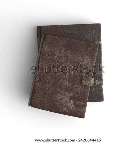 Old book vintage storyteller book from top view isolated on white background