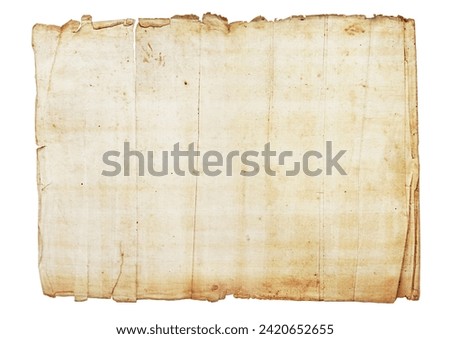 Some of the characteristics of old paper are a somewhat uneven distribution of the fibers, dark stripes beside the chain lines, a watermark, creases, wear, and dirt.