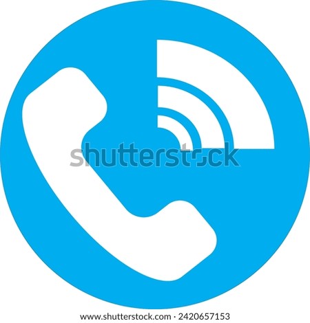 Phone icon in trendy flat style isolated on blue background. Royalty-Free Stock Photo #2420657153
