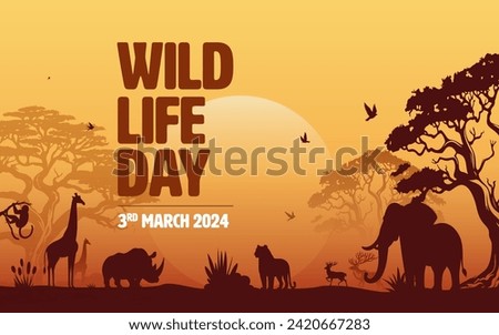 World Wildlife Day Vector Background Design Template Royalty-Free Stock Photo #2420667283