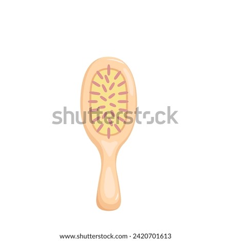 Cute baby round comb. Simple cartoon isolated vector icon.