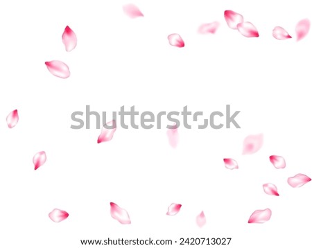 Pink sakura petals confetti flying and falling windy blowing background. Flower blossom parts romantic love vector pattern. Flower blossom particles, petals rain shower. Wedding celebration eps.