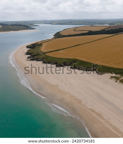 Harbour Cove, Cornwall. Drone photo of a beautiful beach down on the south coast of Cornwall, England.