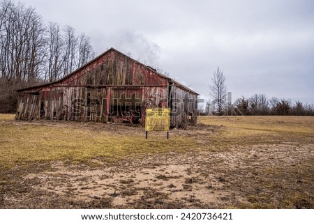 Old Barn and Explosives Sign 