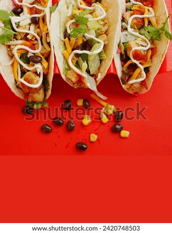 Tacos on Red background. Pic good marketing.