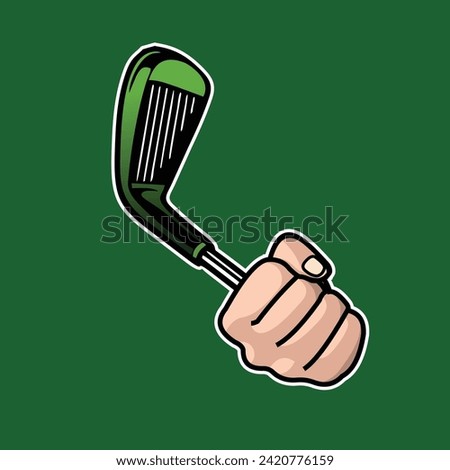 hand holding golf stick clip art vector