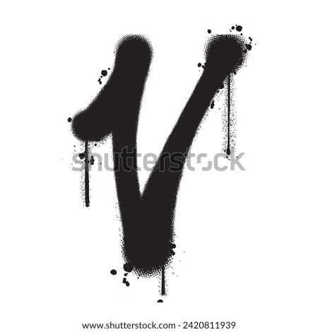 Vector graffiti spray paint alphabet V in isolated background