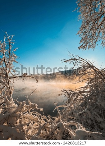 Morning freezing cold winter walk - lake