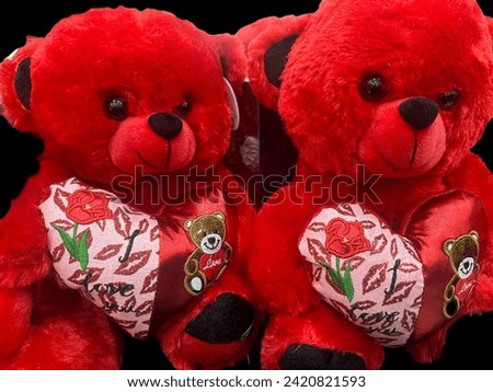 Couple Red Teddy Bear with written I love You with jointed hearts  cute Teddy love symbol for February valentines special presents