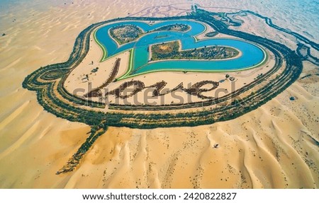 Aerial View of Love lake Dubai, Mysterious Lakes in the Middle of the Desert, The Al Qudra Lakes