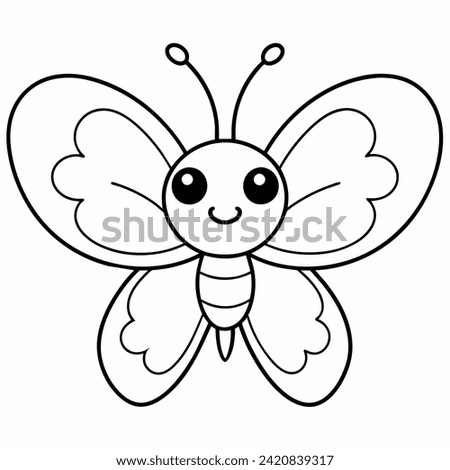 butterfly black and white vector illustration for coloring book	