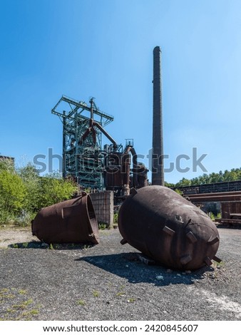 Old industrial plant with blast furnace, disused Henrichshuette steel works, now an industrial heritage museum, Hattingen, Germany Royalty-Free Stock Photo #2420845607