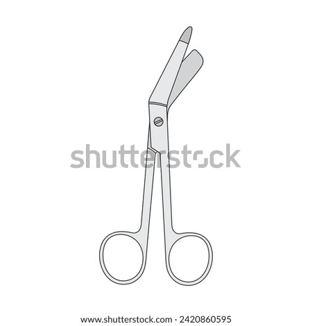 Kids drawing Cartoon Vector illustration bandage scissors Isolated in doodle style