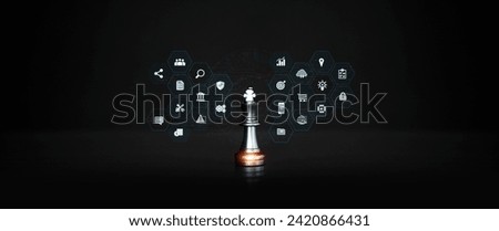 King chess with teamwork icons concepts of leadership or wining challenge strategy and battle fighting of business team player and risk management or human resource or strategic planning.