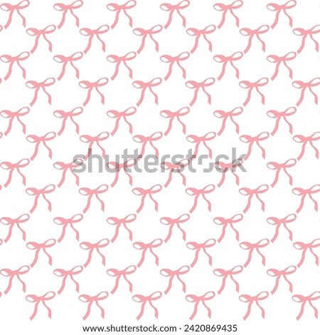 cute coquette aesthetic pattern seamless pink ribbon bow isolated on white background	
