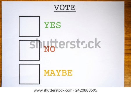 Referendum decision ballot paper with boxes 