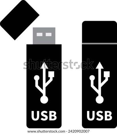 Clip art of black USB memory stick
