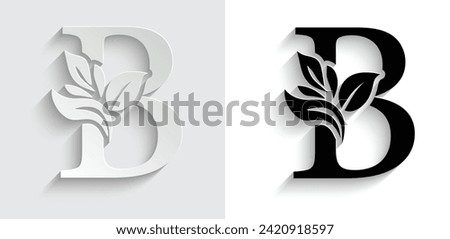 paper letter B. flower  letters. Vintage ornament initial Alphabet. Logo vector Royalty-Free Stock Photo #2420918597
