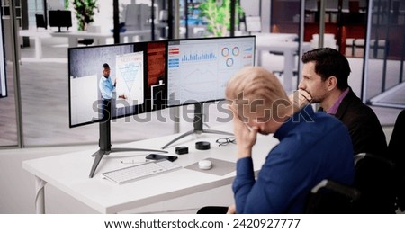 Bored Employee In Video Conference Training Meeting