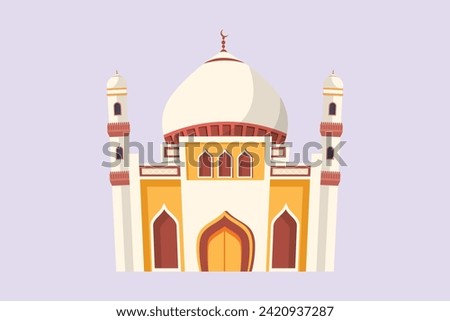 Kabaah alharam and mosque concept. Colored flat vector illustration isolated.