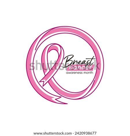 vector Breast cancer awareness month Calligraphy creative pink ribbon circle symbol line design template