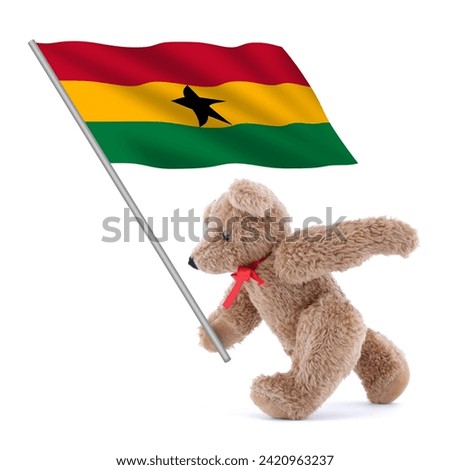 Ghana flag being carried by a cute teddy bear