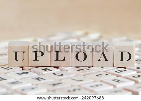 upload word on wooden cube