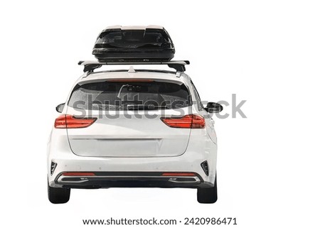 Roof Box Can Enhance Your Road Trip Experience. A Modern Car with a Luggage Compartment isolated with no background.