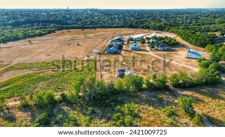 Aerial drone view of a charming historical reenactment site