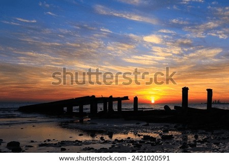 Iconic fishing bridge at Arabian sea in kuwait  along with very good clouds in early morning time
