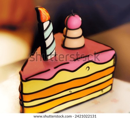 A beautiful birthday cake made of colorful fondants. 