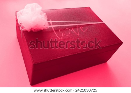 Gift box for in love, Valentine gift with beautiful decoration, pink photo
