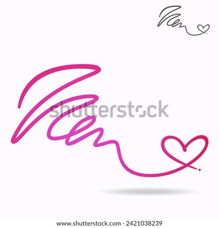 Troubled pink love, a hand drawn symbol of complicated relationship
