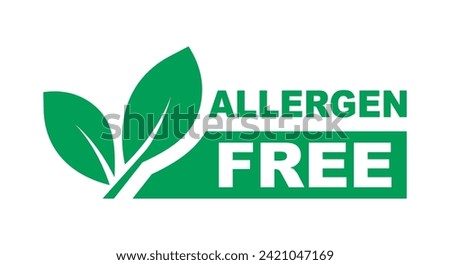Allergen free label set. Allergen free icon for product packaging design. Natural product and organic food badge. Vector illustration.